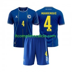 Maglia Bosnia Herzegovina Tarik Muharemovic 4 Divisa Home Mondiali 2026 Manica Corta ,Bambino