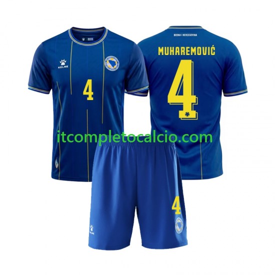 Maglia Bosnia Herzegovina Tarik Muharemovic 4 Divisa Home Mondiali 2026 Manica Corta ,Bambino