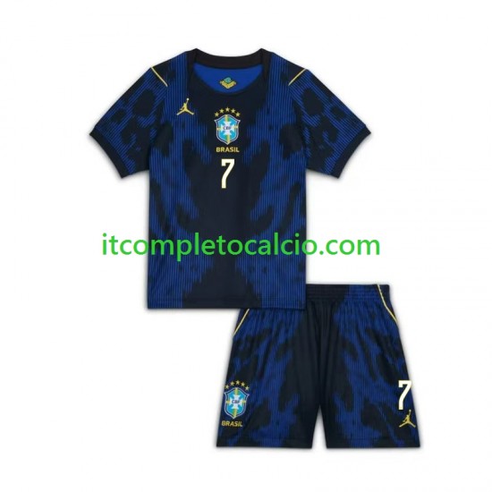 Maglia Brasile Vinicius Junior 7 Divisa Away Mondiali 2026 Manica Corta ,Bambino
