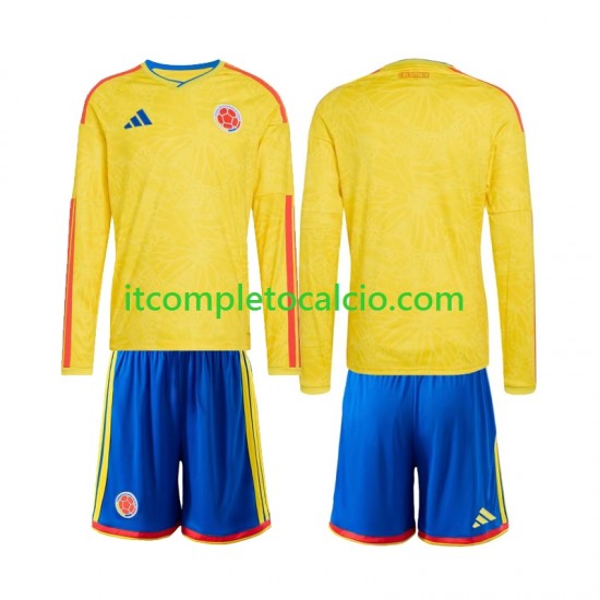 Maglia Colombia Divisa Home Mondiali 2026 Manica Lunga ,Bambino