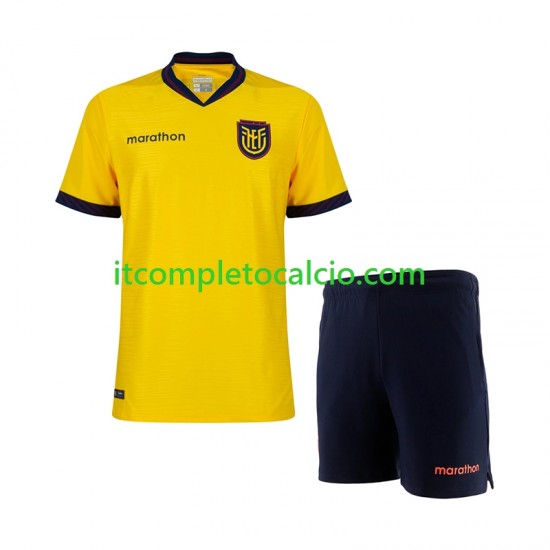 Maglia Ecuador Divisa Home Mondiali 2026 Manica Corta ,Bambino