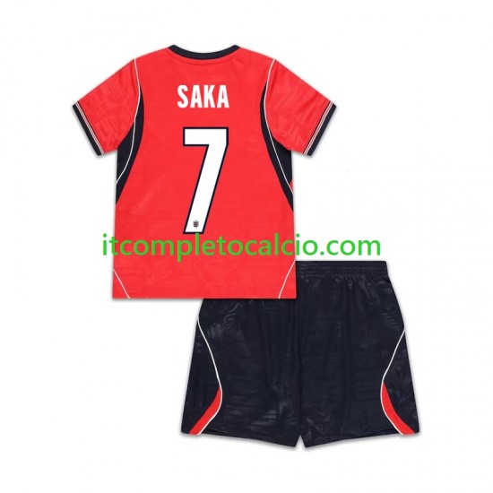 Maglia Inghilterra Bukayo Saka 7 Divisa Away Mondiali 2026 Manica Corta ,Bambino