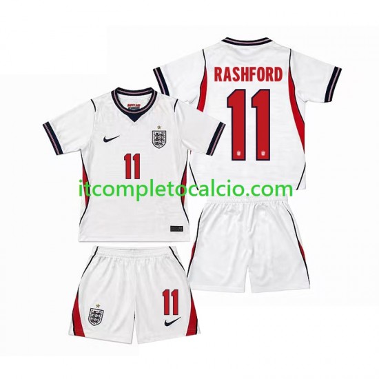 Maglia Inghilterra Marcus Rashford 11 Divisa Home Mondiali 2026 Manica Corta ,Bambino