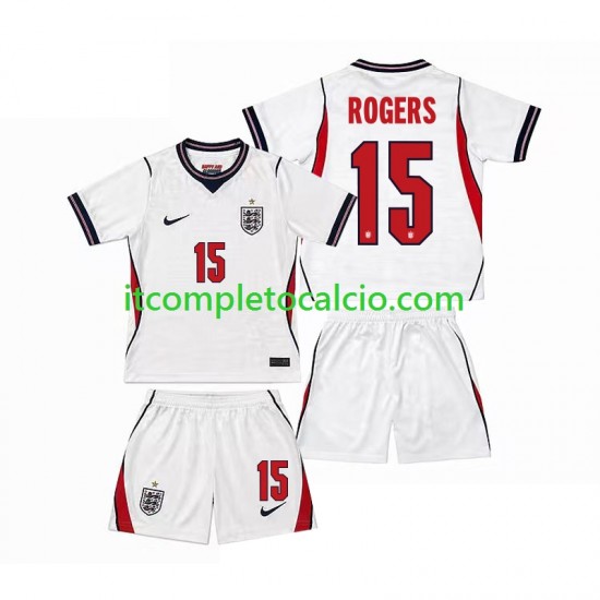 Maglia Inghilterra Morgan Rogers 15 Divisa Home Mondiali 2026 Manica Corta ,Bambino