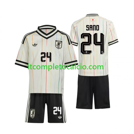 Maglia Giappone Kaishu Sano 24 Divisa Away Mondiali 2026 Manica Corta ,Bambino