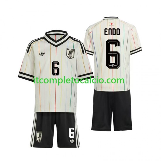 Maglia Giappone Wataru Endo 6 Divisa Away Mondiali 2026 Manica Corta ,Bambino