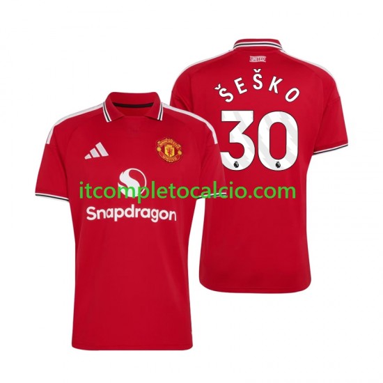 Maglia Manchester United Benjamin Sesko 30 Divisa Home 2026-2027 Manica Corta ,Uomo