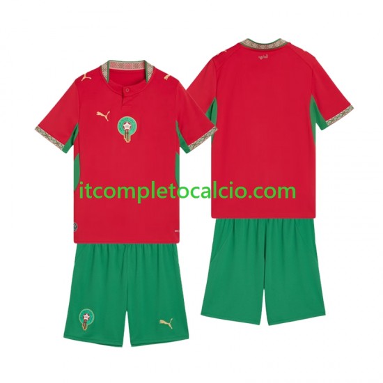 Maglia Marocco Divisa Home 2026 Manica Corta ,Bambino
