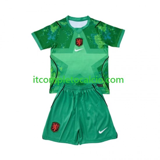 Maglia Paesi Bassi Portiere Terza Divisa Mondiali 2026 Manica Corta ,Bambino
