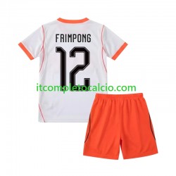 Maglia Paesi Bassi Jeremie Frimpong 12 Divisa Away Mondiali 2026 Manica Corta ,Bambino