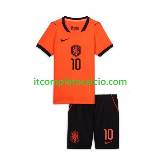 Maglia Paesi Bassi Memphis Depay 10 Divisa Away Mondiali 2026 Manica Corta ,Bambino