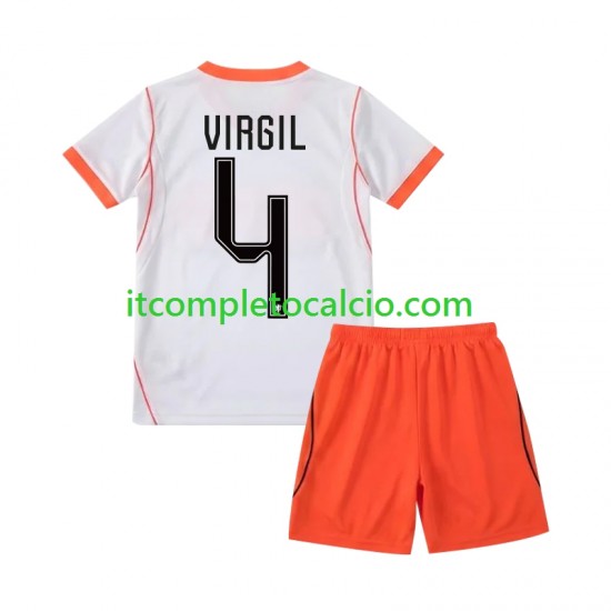 Maglia Paesi Bassi Virgil van Dijk 4 Divisa Away Mondiali 2026 Manica Corta ,Bambino