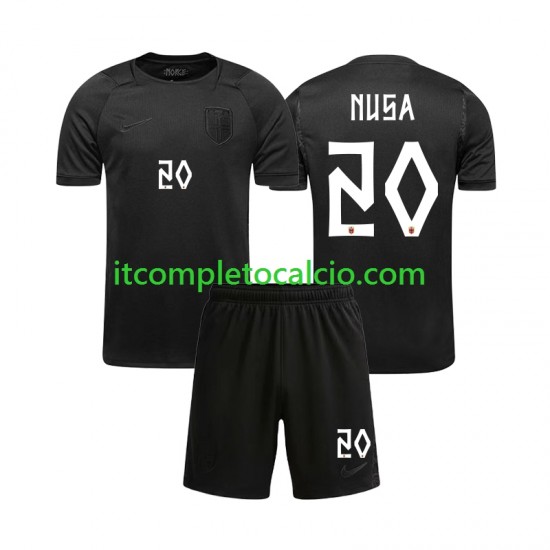 Maglia Norvegia Antonio NUSA 20 Divisa Away Mondiali 2026 Manica Corta ,Bambino