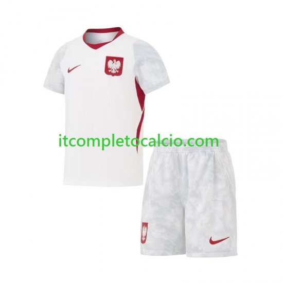 Maglia Polonia Divisa Home Mondiali 2026 Manica Corta ,Bambino