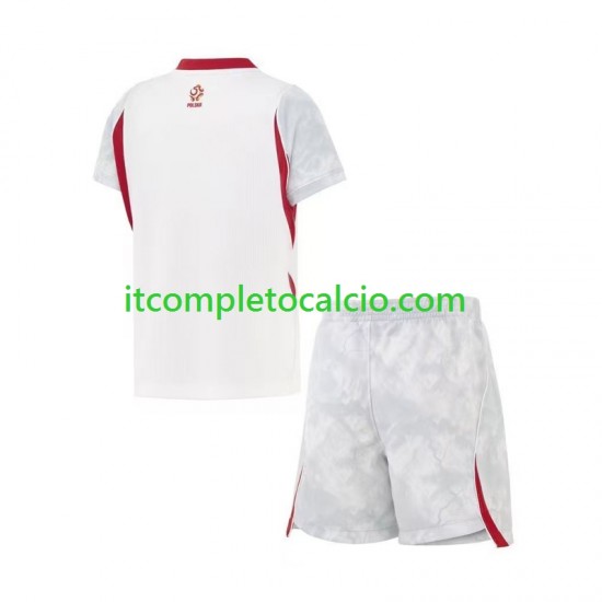 Maglia Polonia Divisa Home Mondiali 2026 Manica Corta ,Bambino