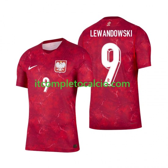 Maglia Polonia Robert Lewandowski 9 Divisa Away 2026 Manica Corta ,Uomo