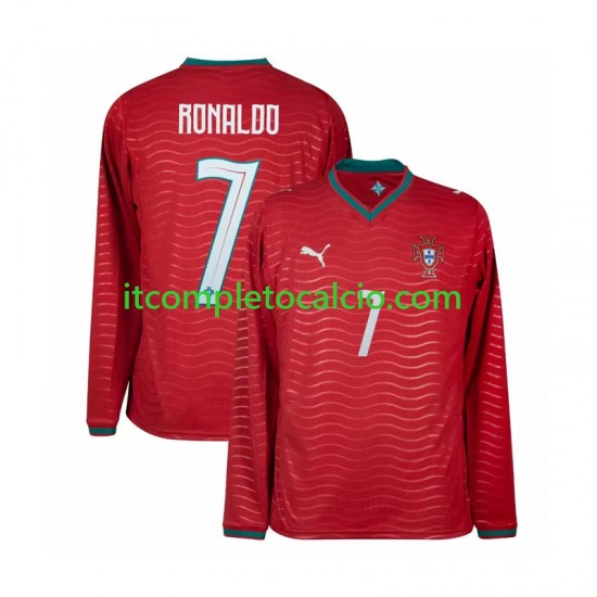 Maglia Portogallo Cristiano Ronaldo 7 Divisa Home Mondiali 2026 Manica Lunga ,Uomo
