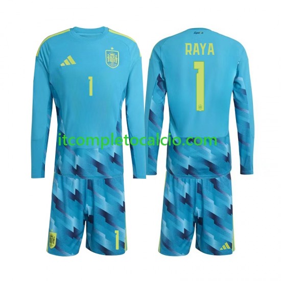 Maglia Spagna David Raya 1 Portiere Divisa Home Mondiali 2026 Manica Lunga ,Bambino