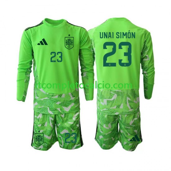Maglia Spagna Unai Simon 23 6th Green color Portiere Mondiali 2026 Manica Lunga ,Bambino Maglia Spagna Unai Simon 23 6th Green color Portiere Mondiali 2026 Manica Lunga ,Bambino