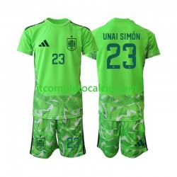 Maglia Spagna Unai Simon 23 6th Green color Portiere Mondiali 2026 Manica Corta ,Bambino Maglia Spagna Unai Simon 23 6th Green color Portiere Mondiali 2026 Manica Corta ,Bambino