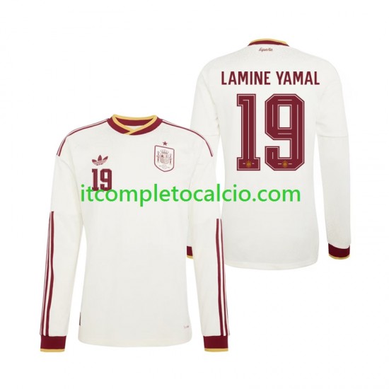 Maglia Spagna Lamine Yamal 19 Divisa Away Mondiali 2026 Manica Lunga ,Uomo
