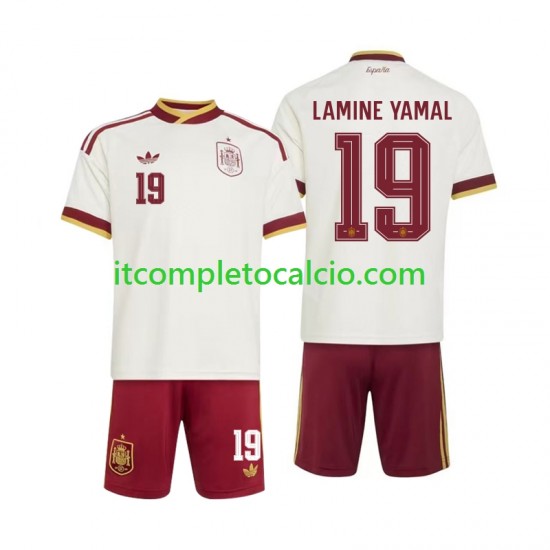 Maglia Spagna Lamine Yamal 19 Divisa Away Mondiali 2026 Manica Corta ,Bambino