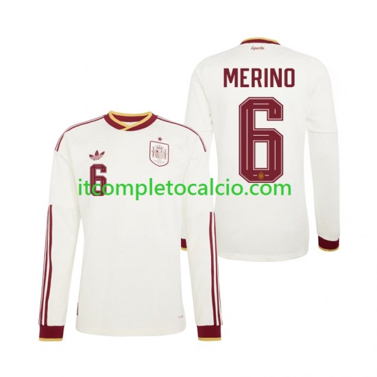 Maglia Spagna Mikel Merino 6 Divisa Away Mondiali 2026 Manica Lunga ,Uomo