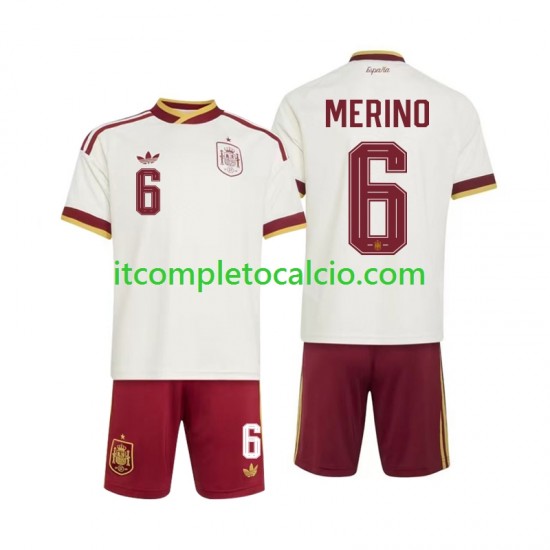 Maglia Spagna Mikel Merino 6 Divisa Away Mondiali 2026 Manica Corta ,Bambino