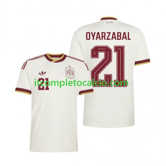 Maglia Spagna Mikel Oyarzabal 21 Divisa Away Mondiali 2026 Manica Corta ,Uomo