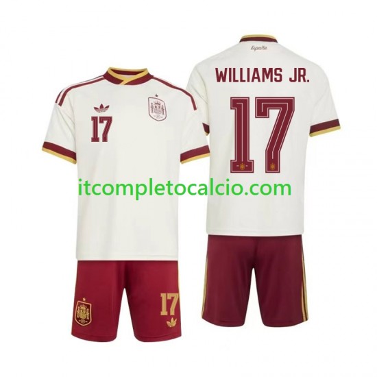 Maglia Spagna Nico Williams 17 Divisa Away Mondiali 2026 Manica Corta ,Bambino