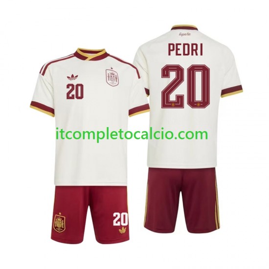 Maglia Spagna Pedri 20 Divisa Away Mondiali 2026 Manica Corta ,Bambino