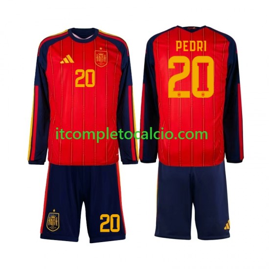 Maglia Spagna Pedri 20 Divisa Home Mondiali 2026 Manica Lunga ,Bambino Maglia Spagna Pedri 20 Divisa Home Mondiali 2026 Manica Lunga ,Bambino