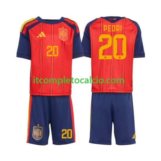 Maglia Spagna Pedri 20 Divisa Home Mondiali 2026 Manica Corta ,Bambino