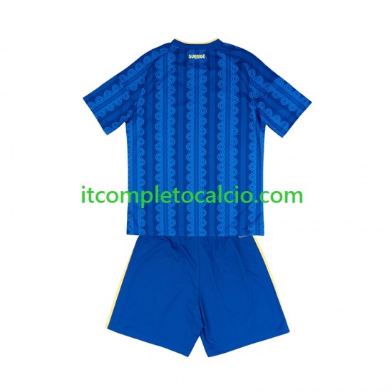 Maglia Svezia Divisa Away Mondiali 2026 Manica Corta ,Bambino