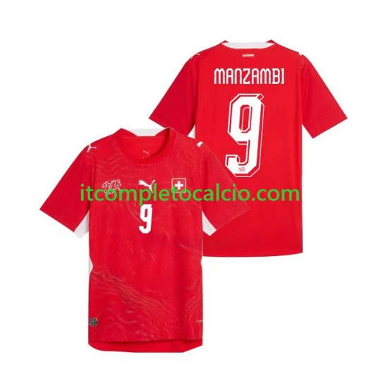 Maglia Svizzera Johan Manzambi 9 Divisa Home Mondiali 2026 Manica Corta ,Uomo Maglia Svizzera Johan Manzambi 9 Divisa Home Mondiali 2026 Manica Corta ,Uomo