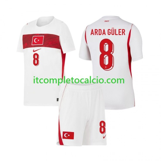 Maglia Turchia Arda Guler 8 Divisa Away Mondiali 2026 Manica Corta ,Bambino