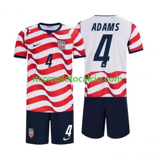 Maglia Stati Uniti Tyler Adams 4 Divisa Home Mondiali 2026 Manica Corta ,Bambino Maglia Stati Uniti Tyler Adams 4 Divisa Home Mondiali 2026 Manica Corta ,Bambino