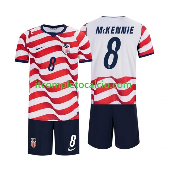 Maglia Stati Uniti Weston McKennie 8 Divisa Home Mondiali 2026 Manica Corta ,Bambino