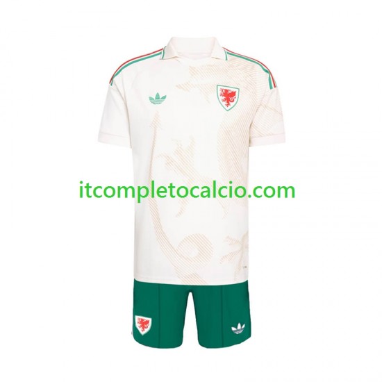 Maglia Galles Divisa Away Mondiali 2026 Manica Corta ,Bambino