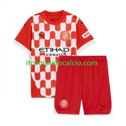 Maglia Girona Divisa Home 2024-2025 Manica Corta ,Bambino