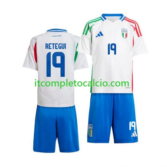 Maglia Italia Mateo Retegui 19 Divisa Away 2024 Manica Corta ,Bambino