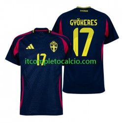 Maglia Svezia Viktor Gyokeres 17 Divisa Away 2024 Manica Corta ,Uomo