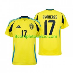 Maglia Svezia Viktor Gyokeres 17 Divisa Home 2024 Manica Corta ,Uomo