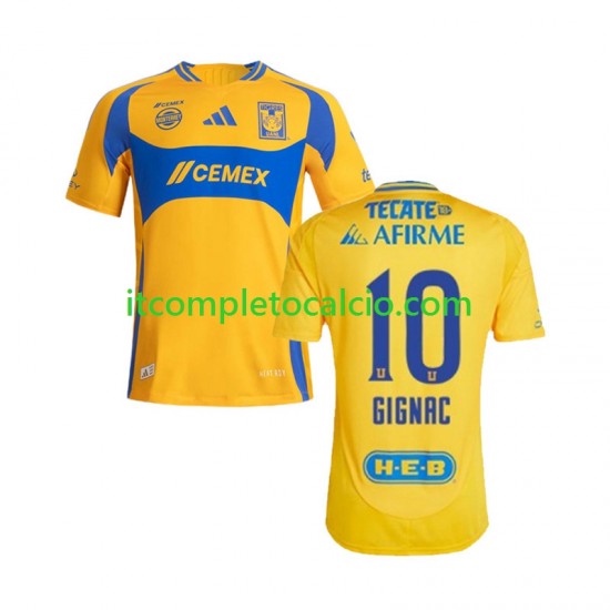 Maglia Tigres UANL Gignac 10 Divisa Home 2024-2025 Manica Corta ,Uomo