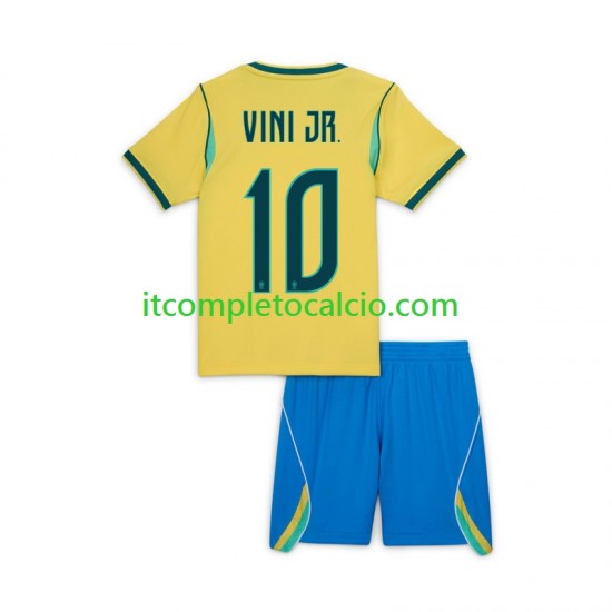 Maglia Brasile Vinicius Junior 10 Divisa Home Mondiali 2026 Manica Corta ,Bambino