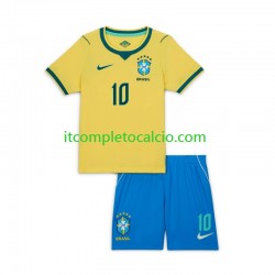 Maglia Brasile Vinicius Junior 10 Divisa Home Mondiali 2026 Manica Corta ,Bambino
