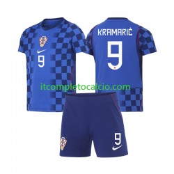 Maglia Croazia Andrej Kramaric 9 Divisa Away Mondiali 2026 Manica Corta ,Bambino