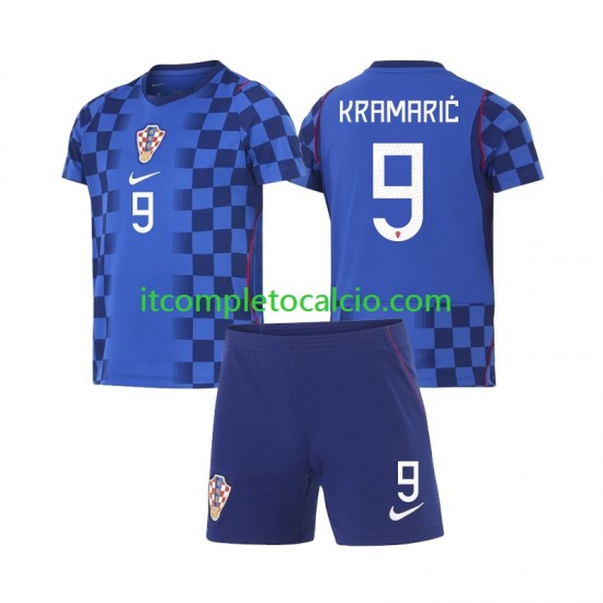 Maglia Croazia Andrej Kramaric 9 Divisa Away Mondiali 2026 Manica Corta ,Bambino