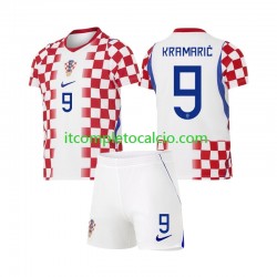 Maglia Croazia Andrej Kramaric 9 Divisa Home Mondiali 2026 Manica Corta ,Bambino