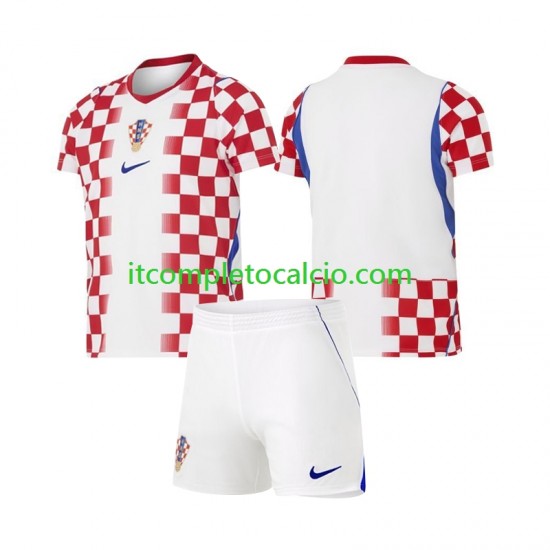 Maglia Croazia Divisa Home Mondiali 2026 Manica Corta ,Bambino